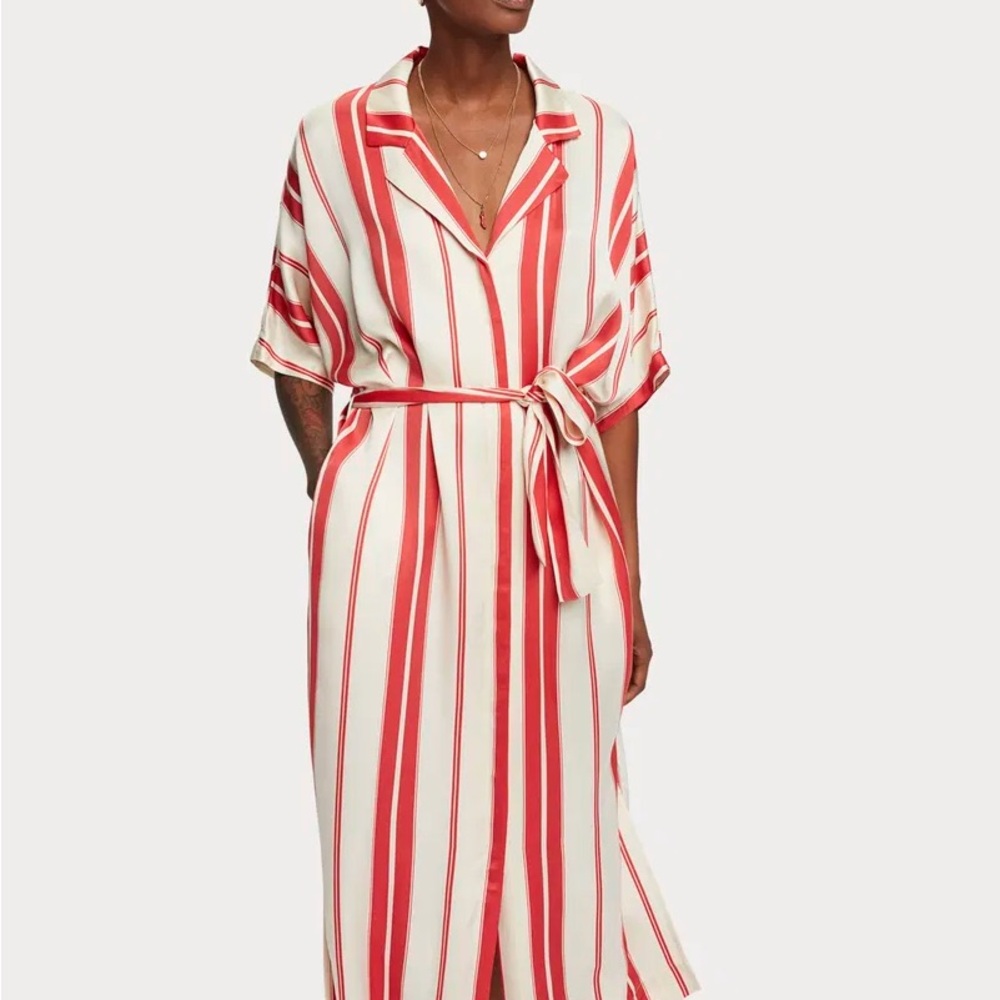 Scotch & Soda Red and White Striped Shirtdress